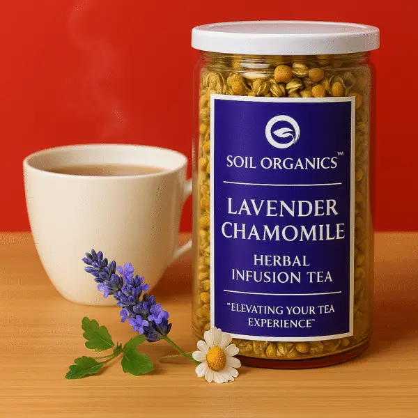 Lavender Chamomile Herbal Infusion – Calming Caffeine-Free Tea for Sleep & Stress Relief | Soil Organics