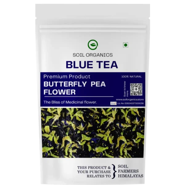 Pure Butterfly Bluepea Tea 50g – 100% Natural Blue Tea | Caffeine-Free Herbal Flower Tea | Soil Organics
