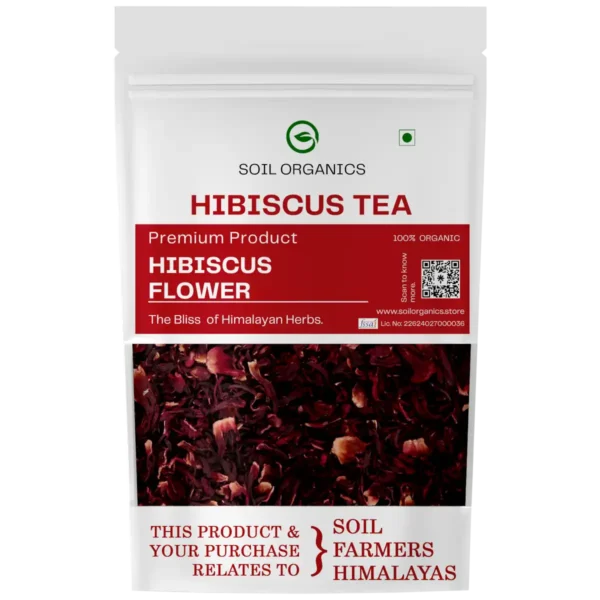 Hibiscus Tea 50g – Refreshing Caffeine-Free Herbal Infusion | Rich in Antioxidants | Soil Organics